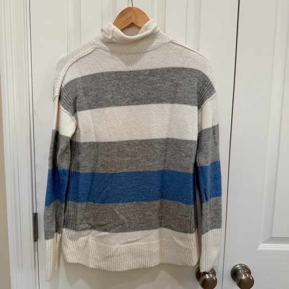 GAP Brushed Turtleneck Pullover WOOL Blend Blue Gray White Sweater Small S - Picture 6 of 9